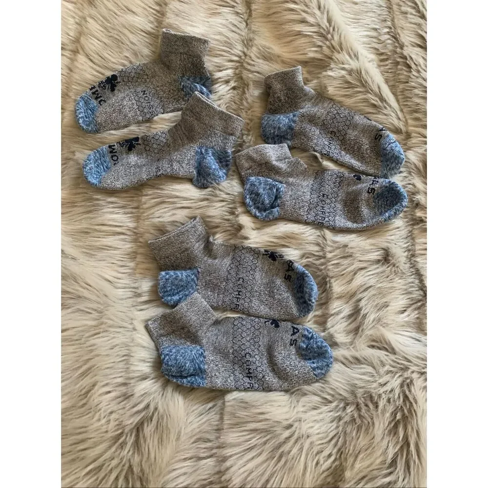 Bombas Gray and Blue Ankle Compression Socks